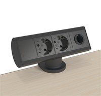 Axessline Desk - 2 socket type F, 1 cable grommet, black